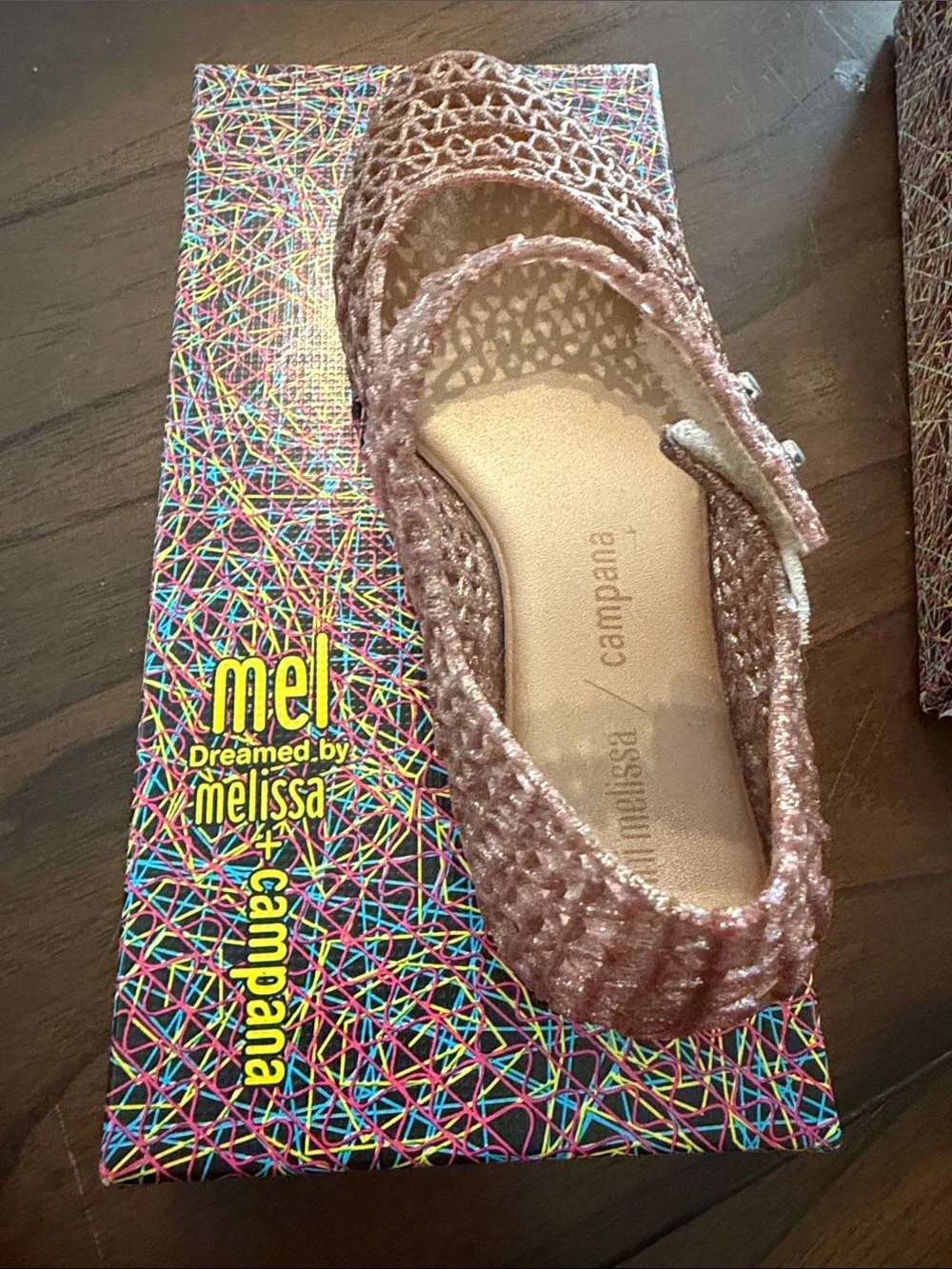 Mini Melissa Rose Gold Glitter Jelly Mary Jane Shoes